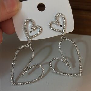 Sparkling Silver Heart Earrings